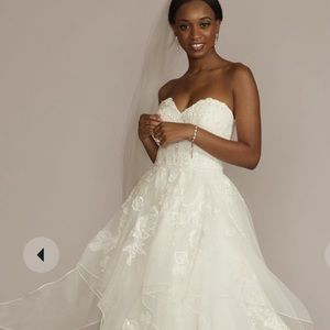 tiered floral ball gown wedding dress STYLE# CWG936